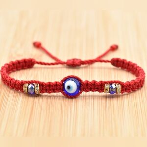 Red string evil eye bracelet, evil eye charm, red bracelet, lucky red bracelet